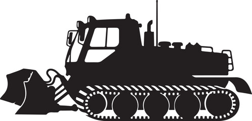 Obraz premium Heavy duty bulldozer, construction vehicle, industrial equipment, black silhouette
