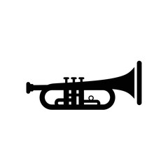 Obraz premium Black Trumpet Musical Instrument Profile View.