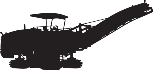 Obraz premium Black silhouette, heavy machinery, industrial equipment, construction vehicle, tractor