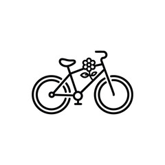 Fototapeta premium Spring bicycle with flower black and white vector illustration spring bicycle icon