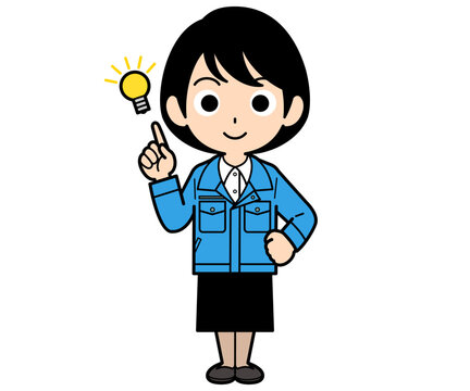アイデアを閃くショートヘアーの事務員の女性
