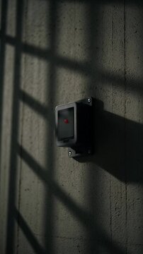 Security camera on a wall indoors.