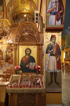 Icons in the Resurrection Cathedral in the Albanian city of Korca