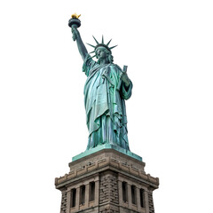 Fototapeta premium Statue of liberty holding a torch aloft isolated on transparent background
