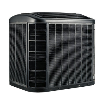 Professional Isolated Black Air Conditioner Unit on White Background