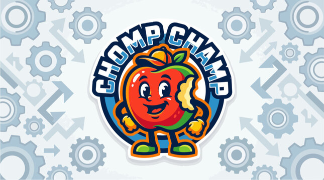 Chomp Champ Cartoon Apple Character.