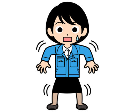 身震いしているショートヘアーの事務員の女性