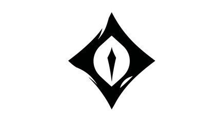 Fototapeta premium Black diamond-shaped design with an eye-like shape inside. Clean, abstract