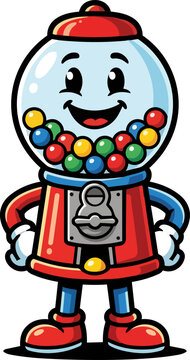 Cartoon Gumball Machine Character.