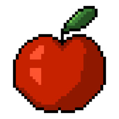Fototapeta premium Pixel Art Icon of Red Apple