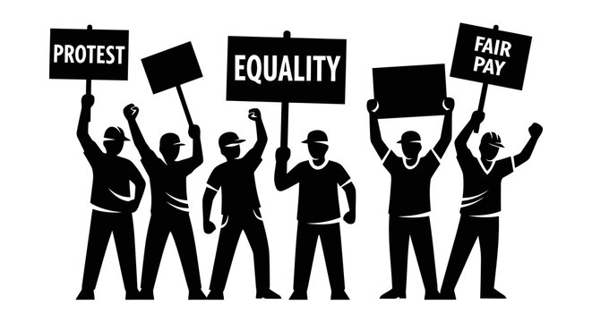 Protesters unite for equality and fair pay in a powerful demonstration of solidarity and justice.