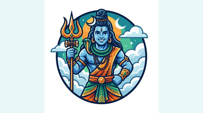 Hindu God Shiva Blue Statue.