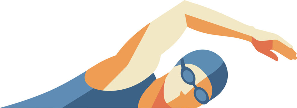 Swimmer in Blue Cap Diving.