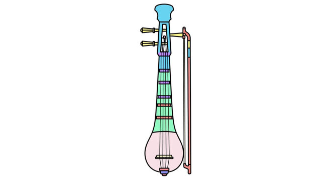 Detailed illustration of a sitar instrument.