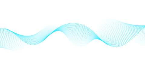 Fototapeta premium Abstract Cyan Flowing Wave Line Pattern with Smooth Dynamic Curves Creating Digital Sound Frequency Ribbon on Transparent Background in Modern Minimal Style.