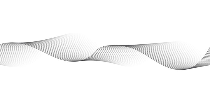Abstract Monochrome Wave Pattern with Dynamic Thin Gray Lines and Flowing Sine Curves Creating Elegant Geometric Motion on Clean White Background.