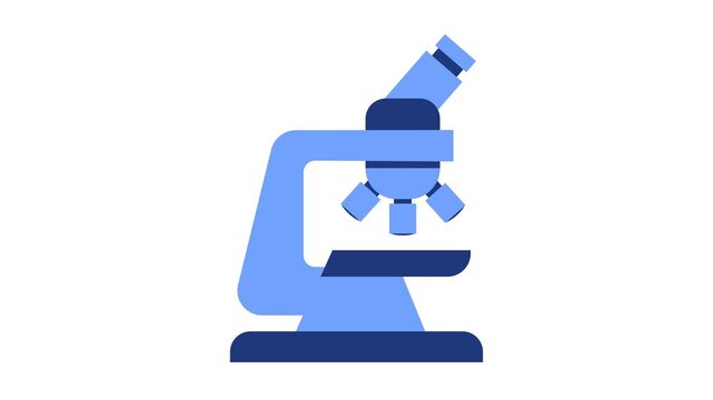 Blue microscope icon animation for science education