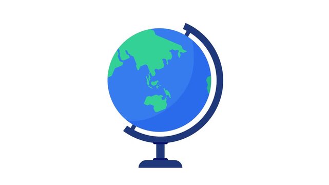 Spinning planet earth globe animation isolated on white background
