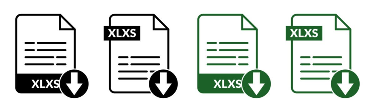 XLSX Spreadsheet File Download Icon Set in Black and Green