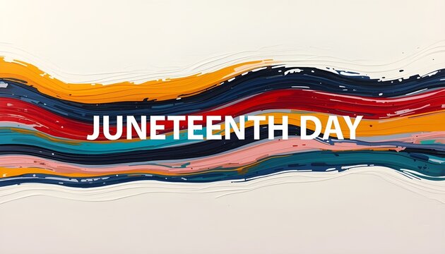 A vibrant Juneteenth Day celebration background with colorful paint strokes