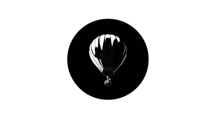 Obraz premium A white hot air balloon, with black shadows, inside of a black circle on a white background