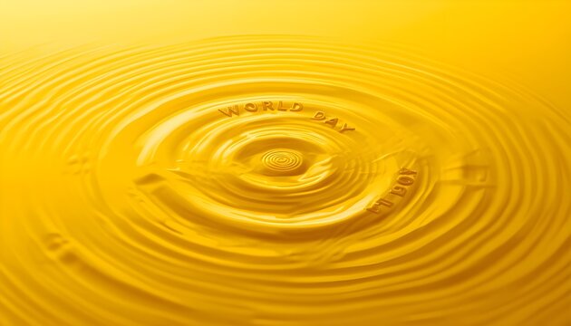 A vibrant yellow background with ripples and the words World Day for Water embossed in the center
