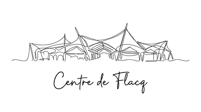 Minimalist Centre de Flacq Mauritius market skyline one line drawing vector illustration