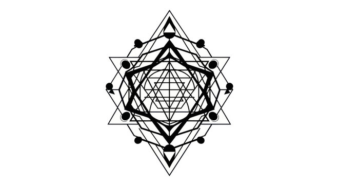 Geometric Sacred Geometry Symbol, Mystical Star Pattern, Esoteric Design