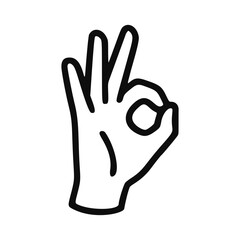 Obraz premium Hand OK sign minimalist line art icon