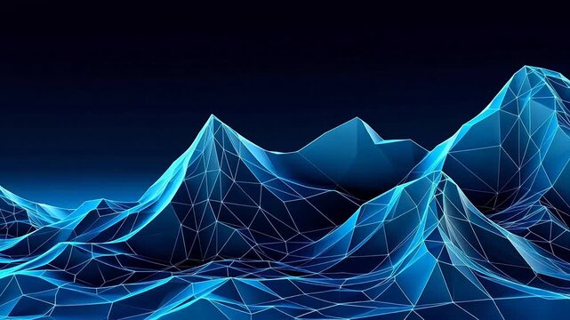 Digital technology minimalist blue mountains 3d abstract background