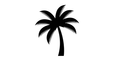 Obraz premium Black silhouette of a palm tree on a white background