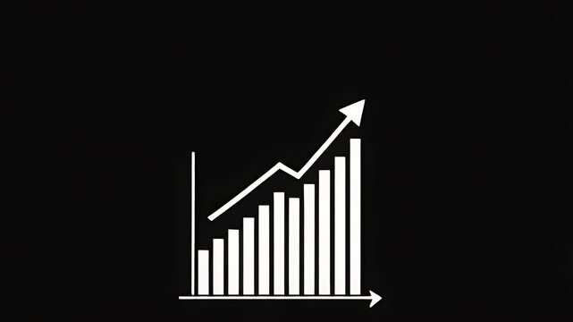 Animated Bar Graph Data Analysis on Black Background for Business and Finance Statistics