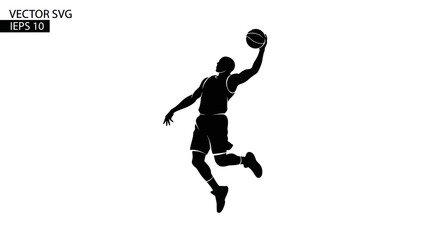 Basketball Player Dunking Silhouette - Dynamic Sports Action © Aziz
