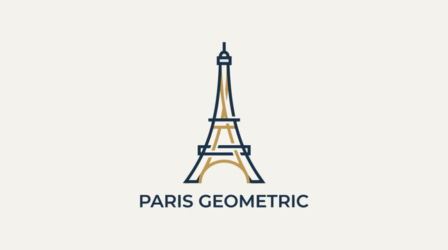 Eiffel Tower Geometric Paris Icon.