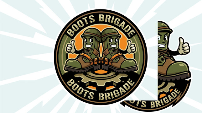 Boots Brigade Cartoon Logo.