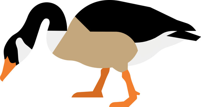 Goose Illustration Black White Brown.