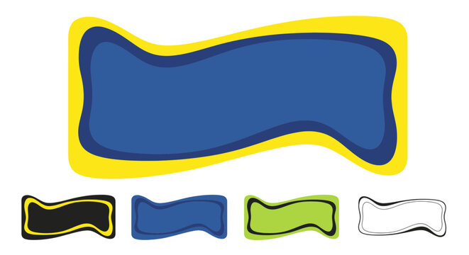 Wavy Banner Shapes for Text and Design - Blue, Yellow, Green, Black, White