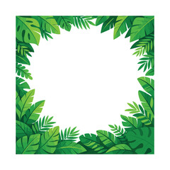 Fototapeta premium A green leafy border with a white