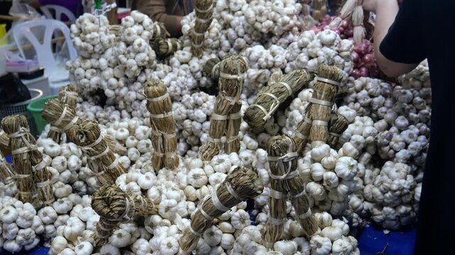 Fresh garlic bulbs
