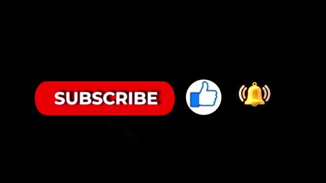 Subscribe Button Animation with Alpha Channel &ndash; Transparent Social Media CTA with Like and Bell Icons
