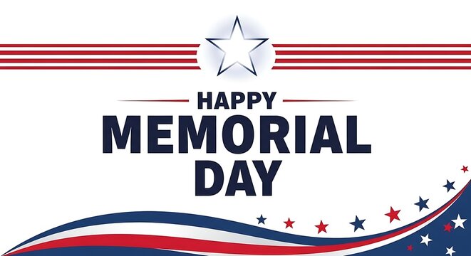 Happy memorial day patriotic greeting with stars and stripes