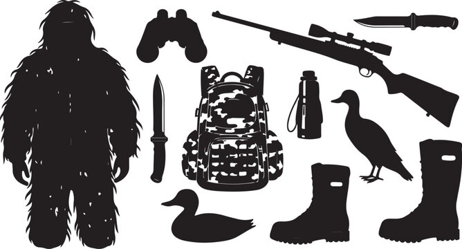 Bigfoot Hunter Gear and Accessories Silhouette Illustration