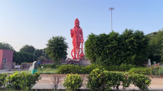 A Shot of Hanuman Statue at Chhatarpur Mandir Delhi