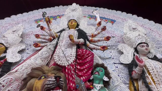 A Shot of Decorative Durga Puja Pandal in india