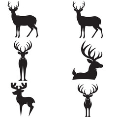 Fototapeta premium White-tailed Deer Silhouette Collection – Elegant Wildlife Vector Icons