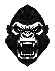 low poly design art depicts a angry gorilla face (artwork 1) © Yanti83