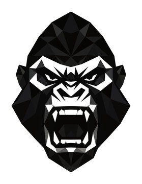 low poly design art depicts a angry gorilla face (artwork 1)