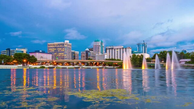 Orlando, Florida, USA skyline on Lake Lucerne 5146