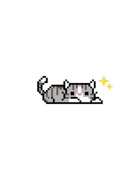 &ldquo;Cute pixel art cat lying with sparkles&rdquo;