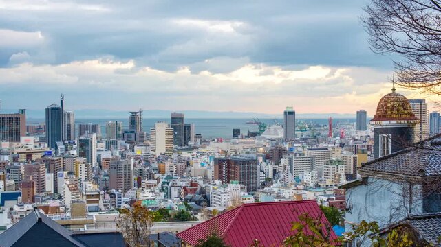 Kobe, Japan city skyline from Kitano historic district  5125